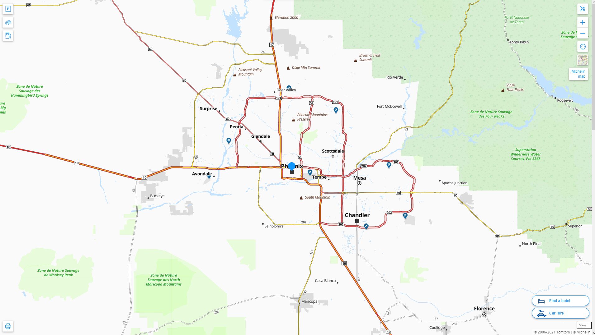 Phoenix Arizona Highway and Road Map